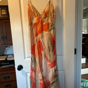 H&M Vibrant Orange and Green Maxi Dress